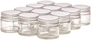 15ml Clear Glass Jars with Silver Lids - Pack of 12