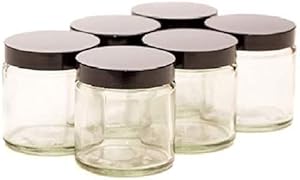 60ml Clear Glass Jars with Black Lids - Pack of 6